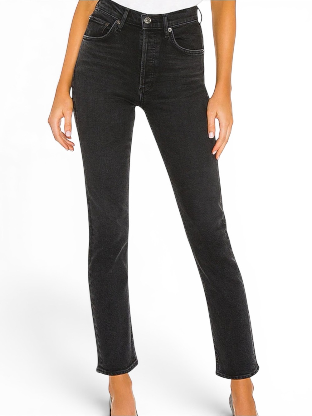 AGOLDE Riley Crop Jeans - Size 29 - Black Wash